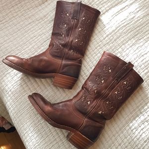 Vintage Frye brown leather western cowboy boots